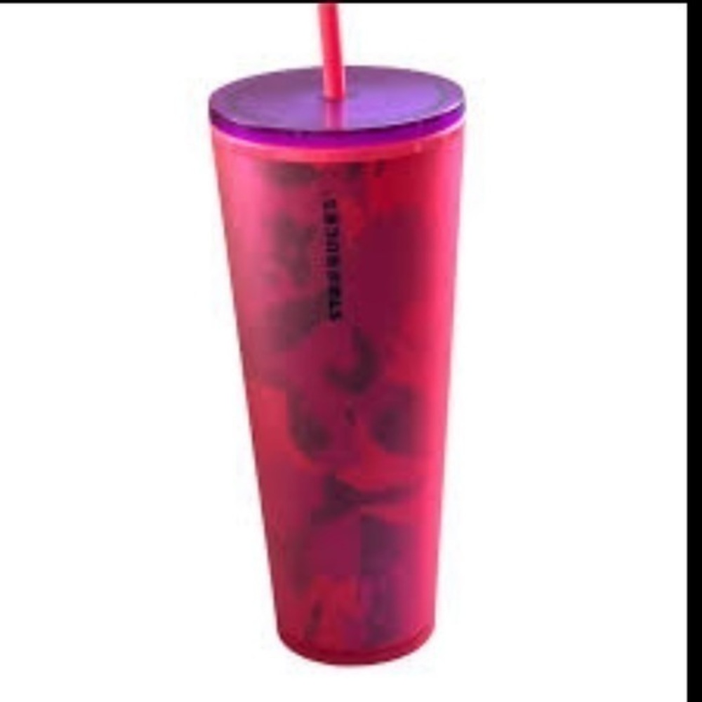 STARBUCKS 2022 Spring Red Floral Soft Touch 24 oz Cold Cup Tumbler NWT